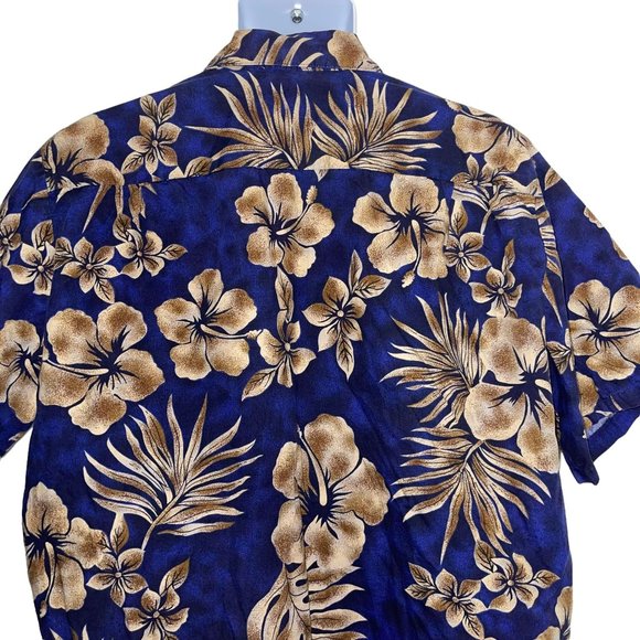 Kalani Sportswear Vintage Hawaiian Shirt Mens XL Blue Floral Tiki Aloha Vacation - Picture 7 of 10